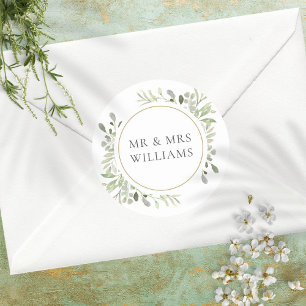 Adesivo Favor de casamento Folhas VERDES SR E SRA