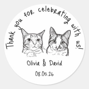 Adesivo Favor de casamento gatos fofos preto e branco