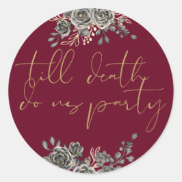 Adesivo Favor De Casamento Gótico Floral Dourado E Vermelh