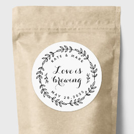 Adesivo Favor de casamento Laurel Wreath Love is Brewing
