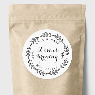 Adesivo Favor de casamento Laurel Wreath Love is Brewing