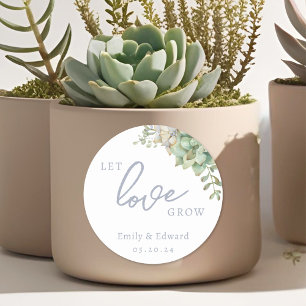 Adesivo Favor de casamento Let Love Grow com suculentas em
