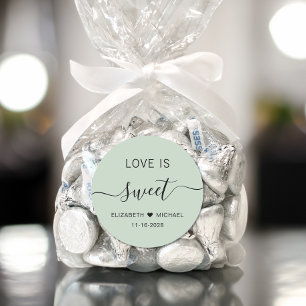 Adesivo Favor de Casamento Love Is Sweet Sage Verde