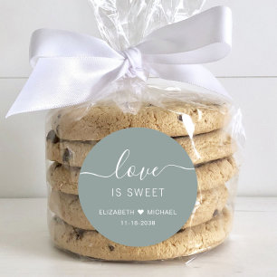Adesivo Favor de Casamento Love Is Sweet Sage Verde
