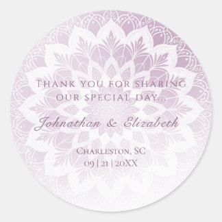 Adesivo Favor de Casamento Mandala com Renda Rosa