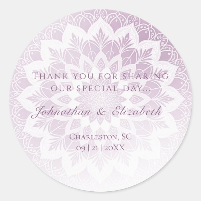 Adesivo Favor de Casamento Mandala com Renda Rosa (Frente)
