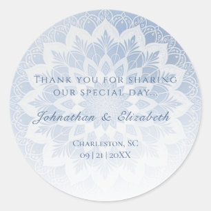 Adesivo Favor de Casamento Mandala de Renda Azul