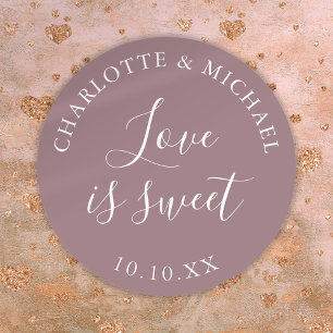 Adesivo Favor de casamento Mauve Love Is Sweet