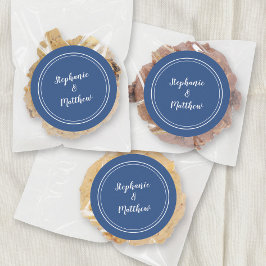 Adesivo Favor de Casamento Minimalista Azul e Branco para