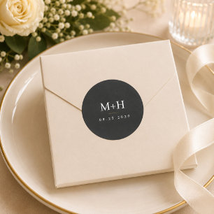 Adesivo Favor de casamento minimalista preto e dourado