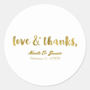 Adesivo Favor de casamento moderno chique dourado Amor & G