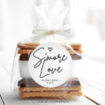 Adesivo Favor de Casamento Moderno Mínimo S'More Love<br><div class="desc">Esses adesivos de casamento do Moderno Minimalista S'More Love são perfeitos para um casamento minimalista ou moderno. Este simples design apresenta uma fonte de script manual perfeita para o seu evento. Personalizável todo o texto para ser de qualquer cor. Você também pode adicionar qualquer imagem, se quiser! Personalize este adesivo...</div>