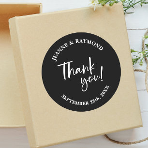 Adesivo Favor de casamento moderno personalizado em preto