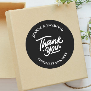 Adesivo Favor de casamento moderno personalizado preto de