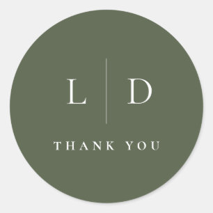 Adesivo Favor de casamento monograma minimalista verde oli