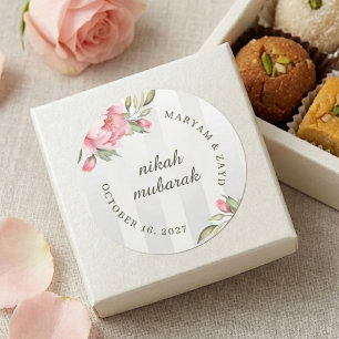 Adesivo Favor de Casamento Nikah Mubarak   Tom de Rosa com