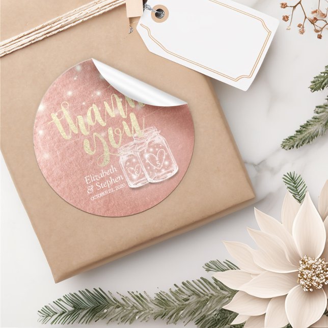 Adesivo Favor De Casamento Obrigado Casal Mason Jar Rosa D (Criador carregado)