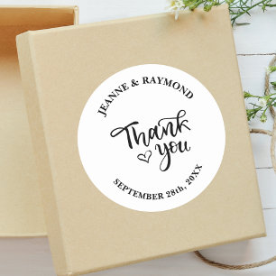 Adesivo Favor de casamento Obrigado com Caligrafia Simples