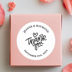 Adesivo Favor de casamento Obrigado personalizado Branco e