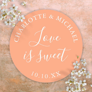 Adesivo Favor de casamento Peach Love Is Sweet