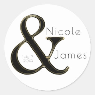 Adesivo Favor de casamento personalizado Black & Gold Ampe