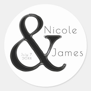 Adesivo Favor de casamento personalizado Black & White Amp