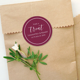 Adesivo Favor de casamento personalizado Borgonha