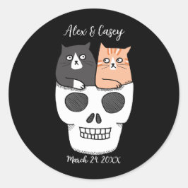 Adesivo Favor de casamento personalizado de Gatos de Gótic