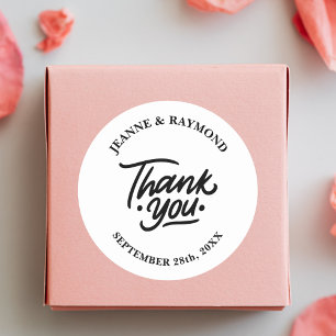 Adesivo Favor de Casamento Personalizado Obrigado Moderno