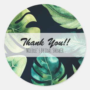 Adesivo Favor de casamento preto elegante folhas tropicais