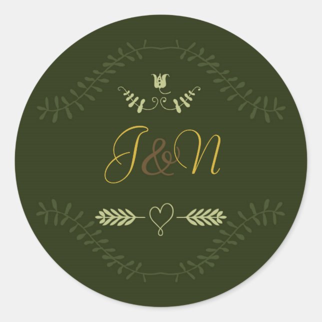 Adesivo Favor de casamento rústico verde botânico da flore (Frente)