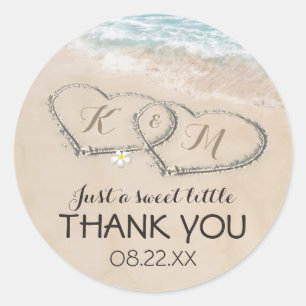 Adesivo Favor de Casamento Tropical Vintage Praia Coração