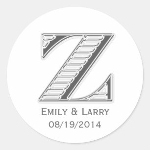 Adesivo Favor de casamento Z do cromo branco impresso