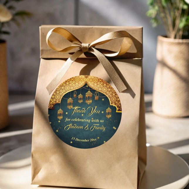 Adesivo Favor de celebração de Henna das Noites Árabes (Arabian nights Mehndi Henna celebration favor Classic Round Sticker)