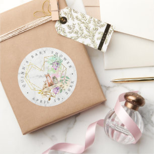 Adesivo Favor de Chá de Bebê Floresta Elegante