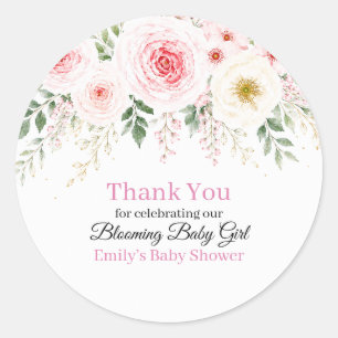 Adesivo Favor de Chá de Bebê Menina Floral Blooming Baby G