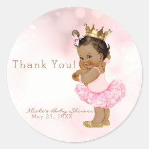 Adesivo Favor de Chá de Bebê Menina Vintage Princesa Rosa