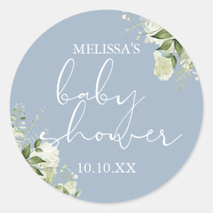 Adesivo Favor de Chá de Bebê Menino Azul Poeirento Floral