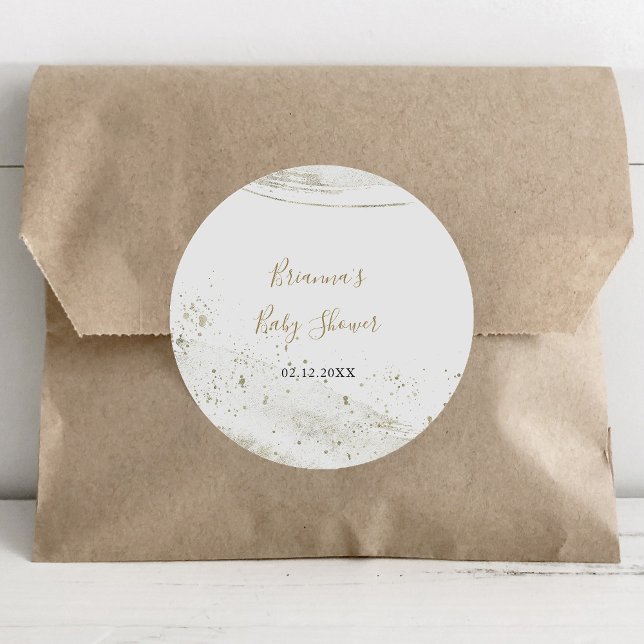 Adesivo Favor de Chá de Bebê Minimalista em Dourado Simple (Criador carregado)