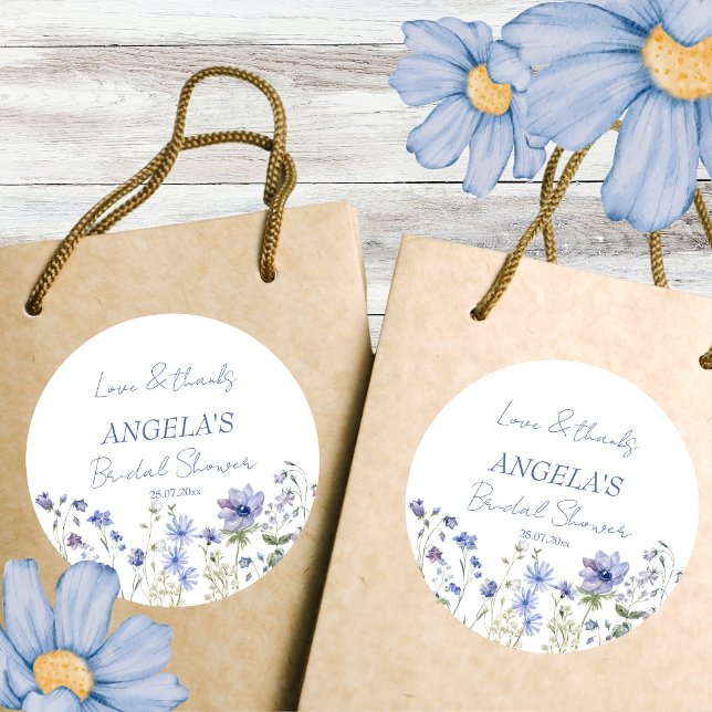 Adesivo Favor de chá de noiva de flores boho silvestre (Wildflower boho meadow wild flowers spring summer bridal shower favor thank you favor  sticker)