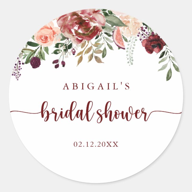 Adesivo Favor de Chá de Noiva Floral de Verão Rústico (Frente)