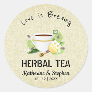 Adesivo Favor de Chá de Noivado Love Is Brewing