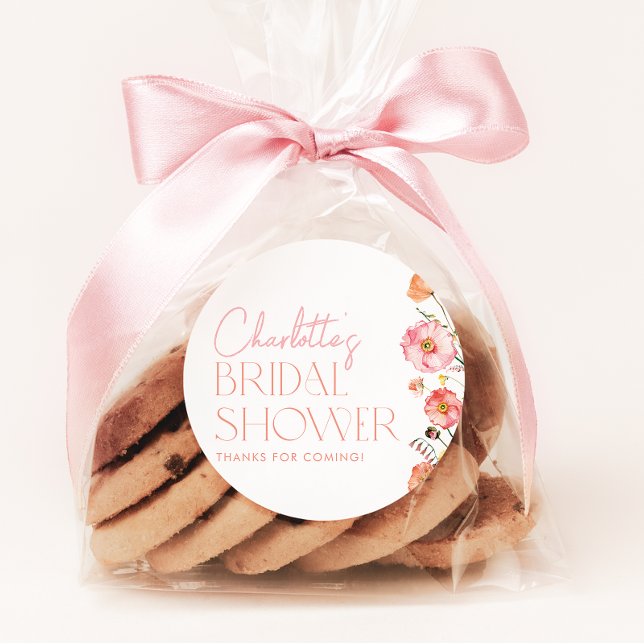 Adesivo Favor de Chuva de Noiva Floral com Papoulas Silves (Criador carregado)