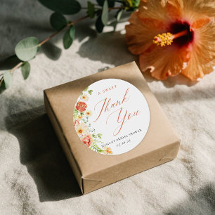 Adesivo Favor de Chuveiro de Noiva Floral Cítrico Elegante