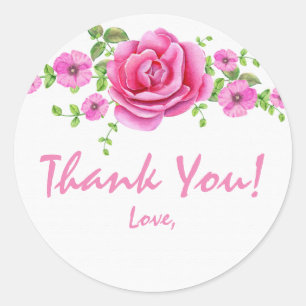 Adesivo Favor de Chuveiro de Noiva Floral Rosa Shabby Chic