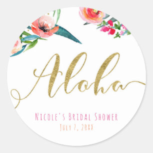 Adesivo Favor de Chuveiro de Noiva Floral Tropical de Verã