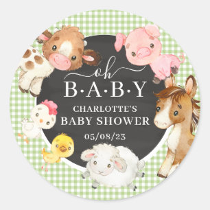 Adesivo Favor de Chuvinha de Bebê Animais da Fazenda