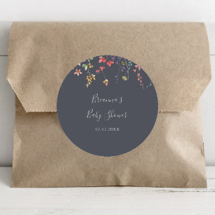 Adesivo Favor de Chuvinha de Bebê Floral Selvagem Azul