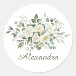Adesivo Favor de Damas de Honra Floral Branco Personalizad