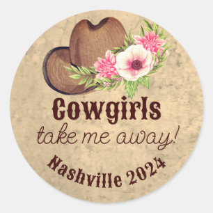Adesivo Favor de Despedida de Solteira Cowgirl com Floral